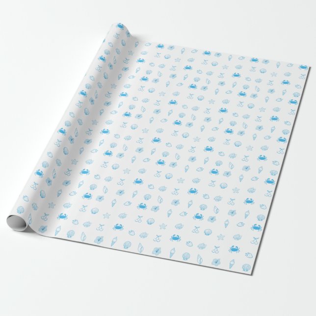 Papel De Presente Minimalista da Praia Grega (Desenrolado)