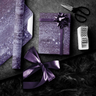Papel De Presente Minimalista de Glitzy Violet Purple Sparkle Glit
