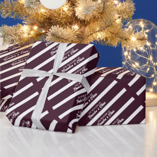 Papel De Presente minimalista Elegante Ameixa Roxo e Listras Brancas