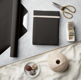 Papel De Presente Minimalista Elegante Couro Sólido Preto Simples
