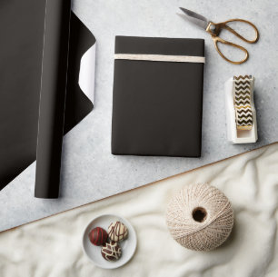 Papel De Presente Minimalista Elegante Couro Sólido Preto Simples