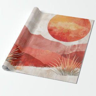 Papel De Presente Minimalista Quente - Paisagem Abstrata do Deserto