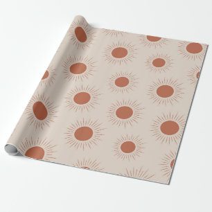 Papel De Presente Minimalista Terracota Abstrato Boho padrão solar