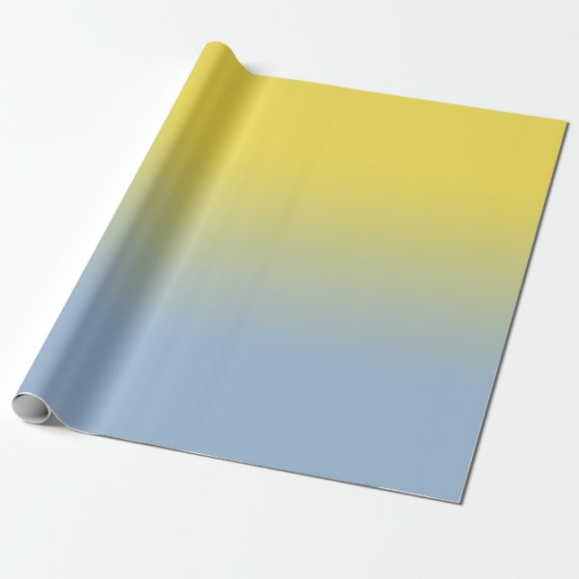 Papel De Presente Mínimo Amarelo a Azul Claro Ombré (Desenrolado)