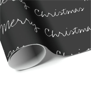 Papel De Presente Mínimo de tipografia de Feliz Natal - branco pret