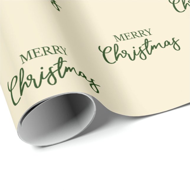 Papel De Presente Mínimo Dourado Natal Verde Elegante   (Ponta do rolo)