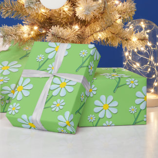Papel De Presente Mínimo Floral de Margarida da Primavera Fofo