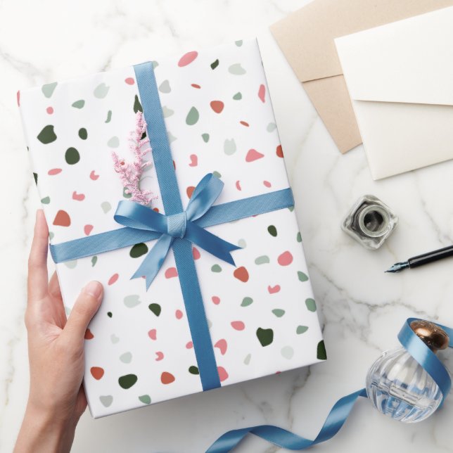 Papel De Presente Mínimo Pastel Blush Pink Cinza Terrazzo Gift (Presentear)