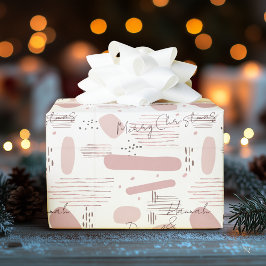 Papel De Presente Mínimo personalizado, cor-de-rosa suave, nomes e m