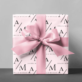 Papel De Presente Mínimo Pink Pastel Inicial e Personalizado