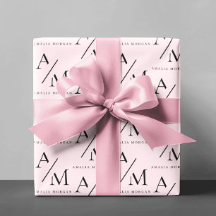 Papel De Presente Mínimo Pink Pastel Inicial e Personalizado