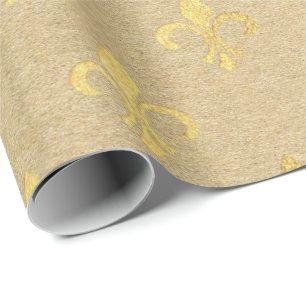 Papel De Presente Mínimo real natural Dourado de Kraft da flor de
