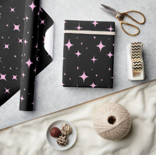 Papel De Presente Mínimo Simples de Rosa Preto e Pastel