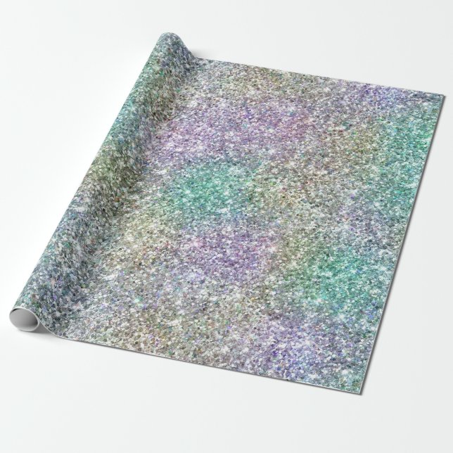 Papel De Presente Mint Dourado Purple Glitter (Desenrolado)