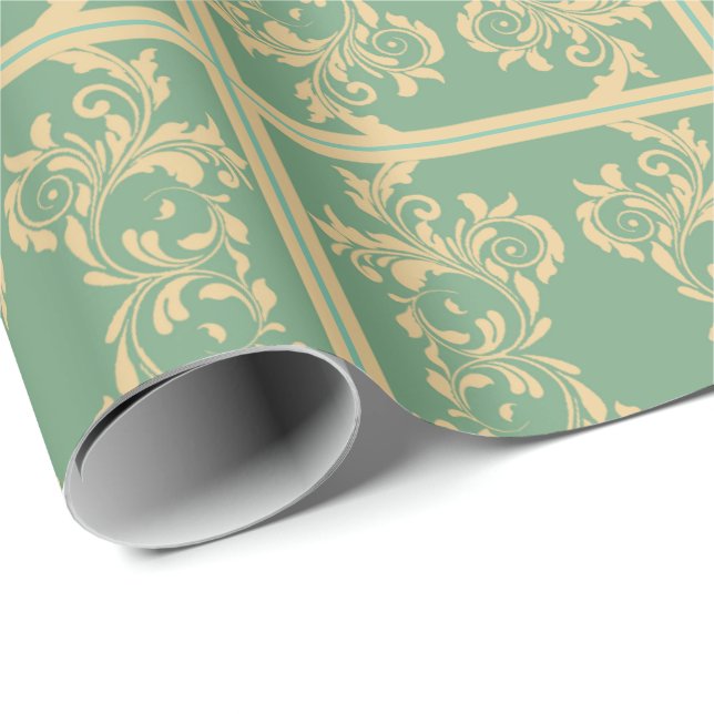 Papel De Presente Mint Folhas (Ponta do rolo)