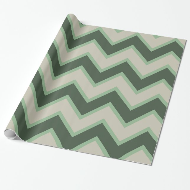 Papel De Presente Mint Green Chevron Stripes Birthday (Desenrolado)