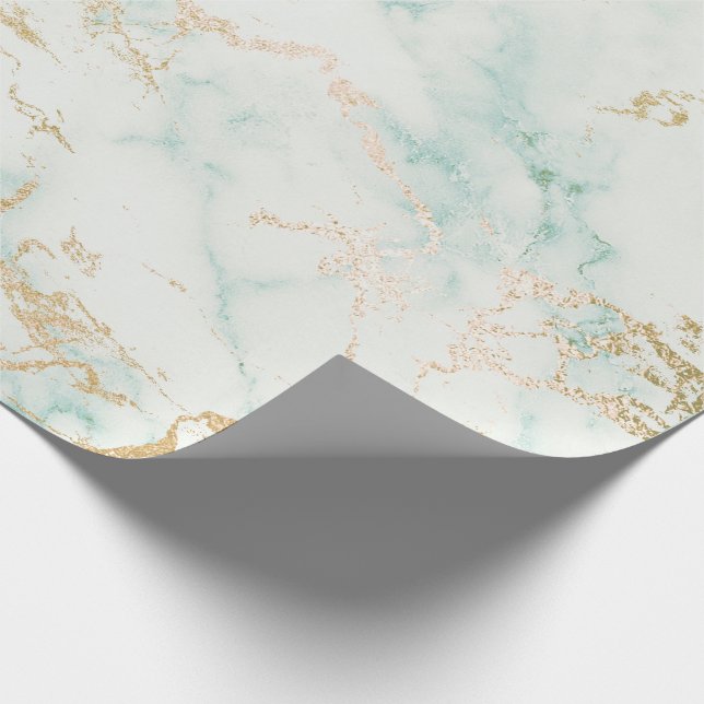 Papel De Presente Mint Green Dourado Cinza Branca Mármore Pincéis de (Ponta)