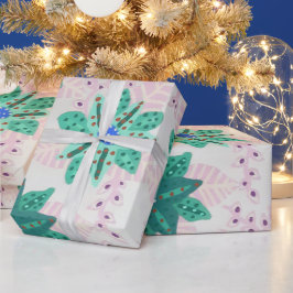 Papel De Presente Mint Green Festivo Floral Impressão