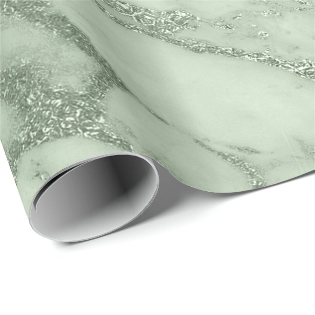 Papel De Presente Mint Green Pastel Marble Stone Abstrato Lux (Ponta do rolo)