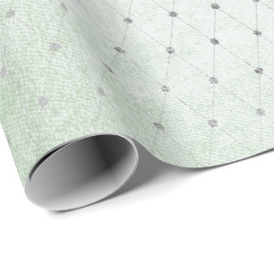 Papel De Presente Mint Green Silver Pontos Delicados Líquidos Corte