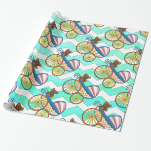 Papel De Presente Mint Ice Blue Chevron Patteryn Baby