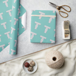 Papel De Presente Mint Silver - Letra T