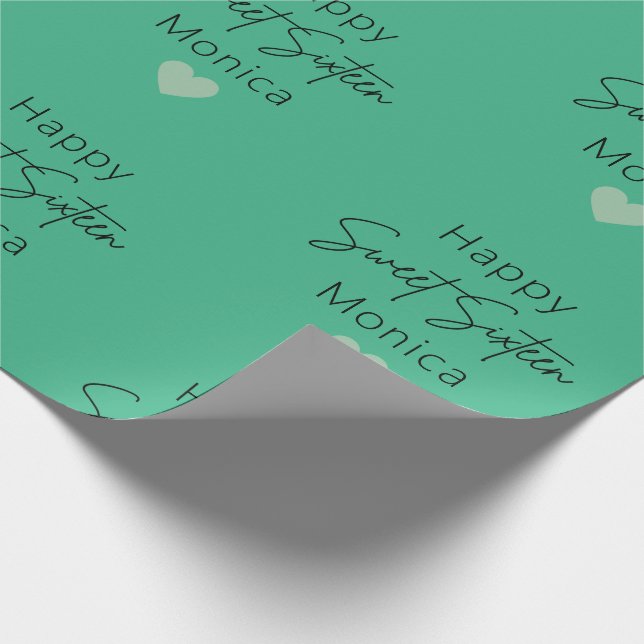 Papel De Presente Mint Sweet 16 Personalizado Aniversário (Ponta)