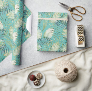 Papel De Presente Mint Tropical Green Folaves
