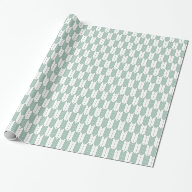 Papel De Presente Mint & White Japan Pattern Gift Wrap (Desenrolado)