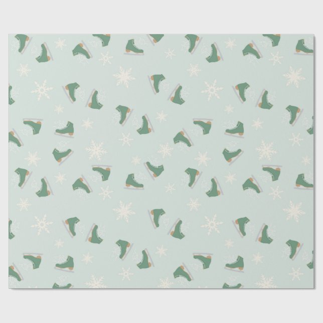 Papel De Presente minty green ice skates (Aberto)
