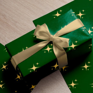Papel De Presente Minúsculo dourado moderno é presente de Natal verd
