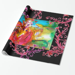 PAPEL DE PRESENTE MIRANDOLINA, SUÍNOS FLORAIS VERMELHOS