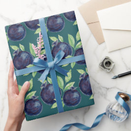 Papel De Presente Mirtilos Roxos Aquarela Pintados à Mão