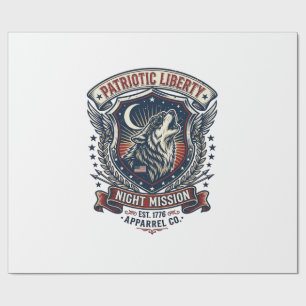 Papel De Presente Missão Noturna Patriótica Patriota Lobo Militar In
