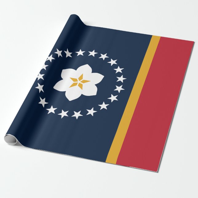 Papel De Presente Mississipi: Bandeira do Estado dos EUA na Magnolia (Desenrolado)
