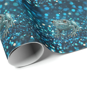 Papel De Presente Mística do Sapo azul no boque azul