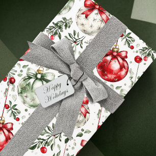 Papel De Presente Mistletoe Bauble Greenery