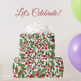 Papel De Presente Mistletoe Hollyberry Natal