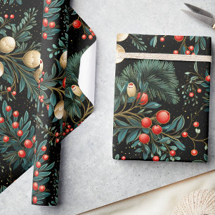 Papel De Presente Mistura de Natal Elegante e Berry Festivo
