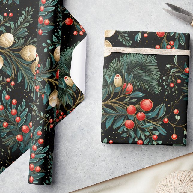 Papel De Presente Mistura de Natal Elegante e Berry Festivo (Criador carregado)