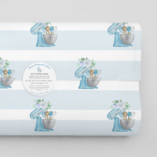 Papel De Presente Misturador Azul Home Bakery