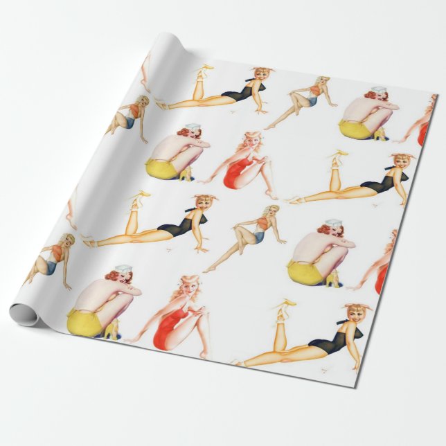 Papel De Presente Misture essas garotas de Pin Up (Desenrolado)