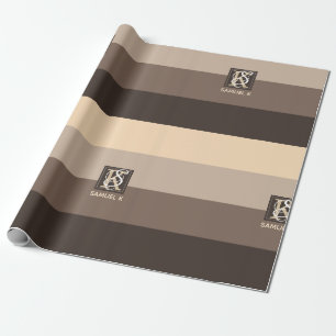 Papel De Presente Mocha Latte - Paleta de Tiras de Cor Monograma
