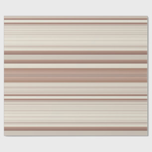 Papel De Presente Mocha Orange Brown e Cream Stripes