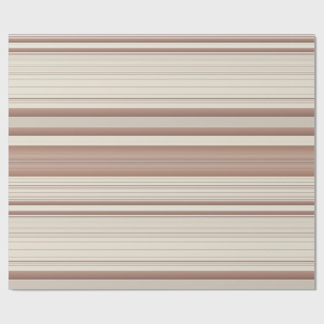 Papel De Presente Mocha Orange Brown e Cream Stripes (Aberto)