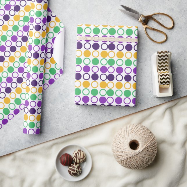 Papel De Presente Mod Mardi Gras Pontos (Artesanato)