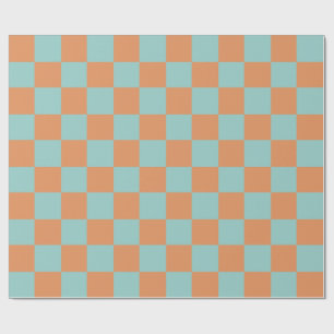Papel De Presente mod quadrados azuis e laranja.