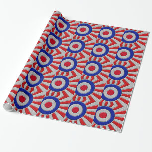 Papel De Presente Mod Roundel Asiático Sunburst no Estilo de Fibra d