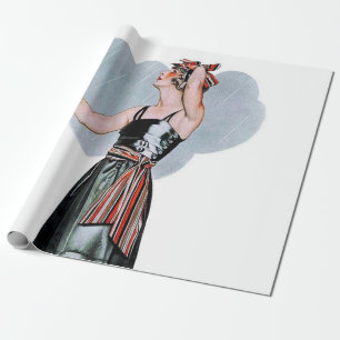 Papel De Presente Moda Beleza na Chuva por C Coles Phillips