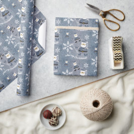 Papel De Presente Moda de Jeans Fofa Natal Papai Noel